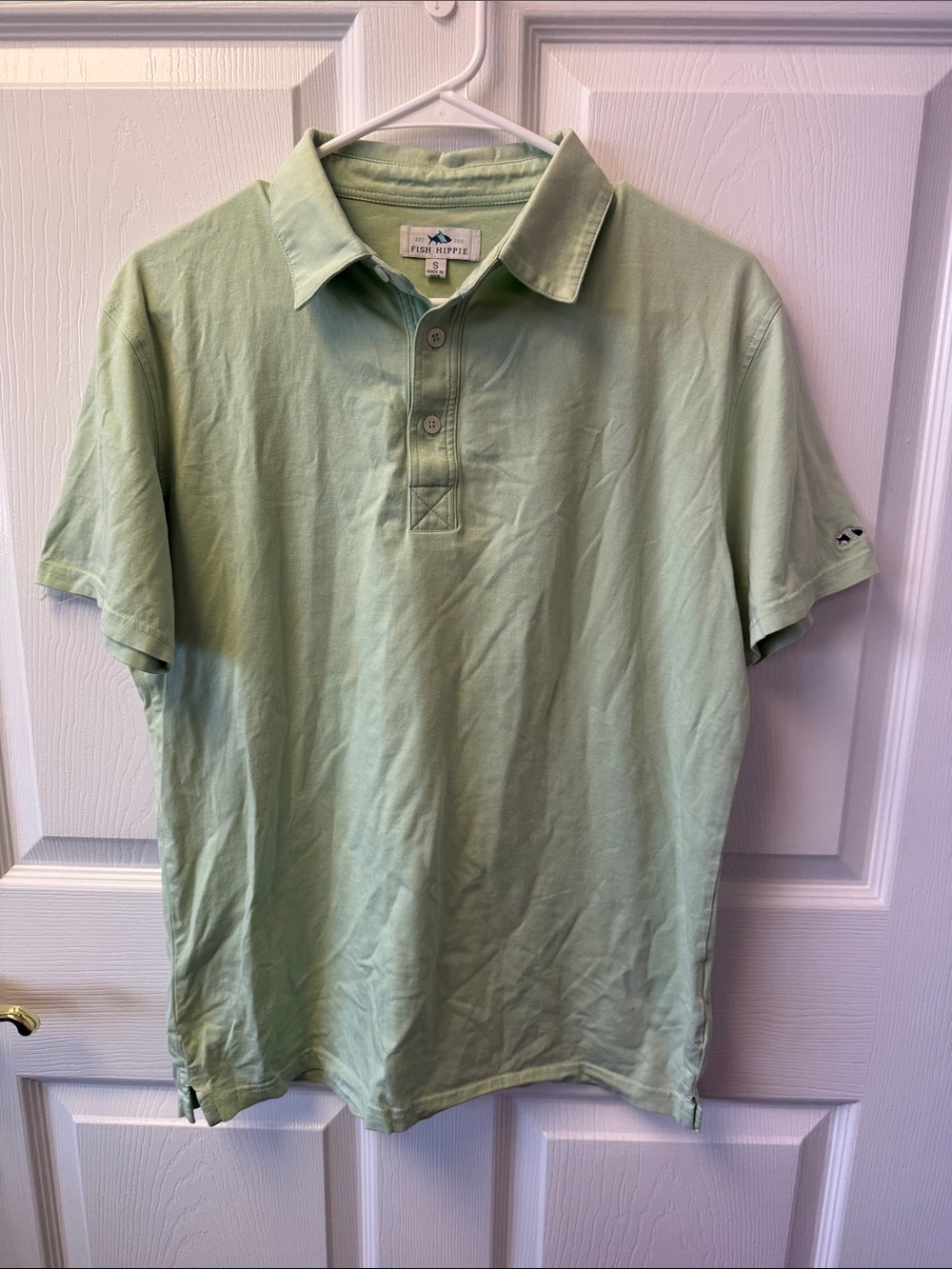 Men's Light Green Fish Hippie Polo Shirt